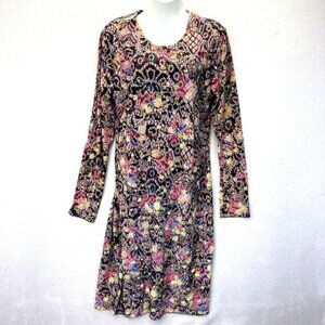Petit Pois Viviana G Velvet Burnout Dress Womens Size XL Black Pink Lightweight